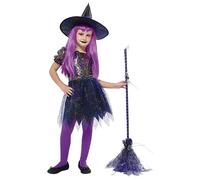 Rubie's Costume da strega Brilli Brilli per ragazze, vestito e calze, ufficiale Rubies per Halloween, Carnevale, Compleanno e feste