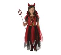 Rubies Costume da strega diavolo per bambina, vestito da strega diavolo con dettagli glitterati e fascia per capelli con corna Halloween, carnevale, compleanno e Natale