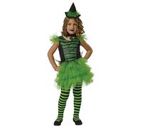 Rubies Costume da strega glamour verde per bambina, vestito, cappello, girocollo e calze, ufficiale Halloween, Carnevale, Compleanno e feste