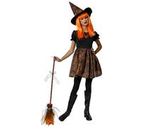 Rubies - Costume da strega spiderweb arancione per ragazze, vestito Glow in Dark e cappello, ufficiale Rubies per Halloween, Carnevale, Compleanno e feste