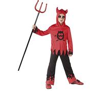 Rubies Costume Diavolo con movimento degli occhi per ragazzo, T-shirt con cappuccio, corna e pantaloni per halloween, carnevale e cumpleanni