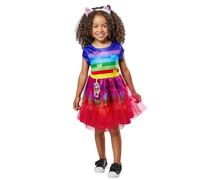 Rubies Costume Gabbys Dollhouse Arcobaleno da bambina, Vestito con dettagli stampati e cerchietto con orecchie, ufficiale Gabby Dollhouse per carnevale, Natale, compleanno, feste e Halloween