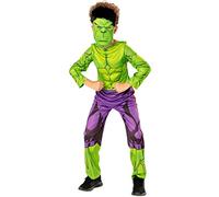 Rubies Costume Hulk per Ragazzi, Tuta Stampata e Maschera con Capelli, Marvel Uf