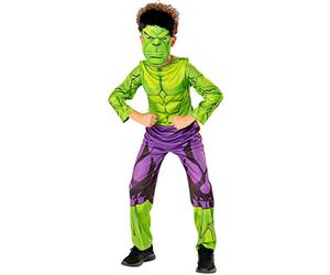 Rubies Costume Hulk per Ragazzi, Tuta Stampata e Maschera con Capelli, Marvel Ufficiale, Green Collection Costumi Sostenibili per Halloween, Natale, Carnevale e Compleanni