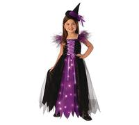 RUBIE'S Costume luminoso da bambino HALLOWEEN ufficiale, lungo abito da strega nero e viola, taglia per bambini a scelta, costume Halloween, per adolescenti, ragazze