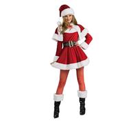 Rubies Costume Mamma Noel Premium per donna, Abito, mantello, copristivali e capello, Colore Bianco e Rosso, Taglia Unica per Natale, Feste, Cosplay e Carnevale