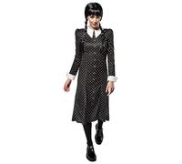 Rubies Costume Mercoledi Addams OPP da donna, vestito stampato con collo, ufficiale Wednesday per Halloween, Carnevale e Cosplay