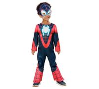 Rubies Costume Miles Morales Glow in Dark Preschool per bambini, Jumpsuit, copristivali, mezza maschera, Ufficiale Marvel per carnevale, Natale, compleanno, feste e Halloween.