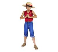 Rubie's COSTUME MONKEY D. RUFY INFANTILE costume ufficiale, One Piece, Luffy, Top, pantaloni, capello, licenza ufficiale per Carnevale, Halloween, feste e compleanni