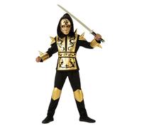 Rubies Costume Ninja Dragon Gold per bambino e bambina, Camicia con cappuccio, pantaloni, cintura e maschera, Licenza Ufficiale per cmpleanno, feste, cosplay e carnevale