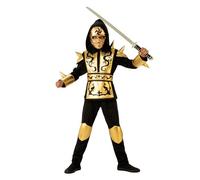 Rubies Costume Ninja Dragon Gold per bambino e bambina, Camicia con cappuccio, pantaloni, cintura e maschera, Licenza Ufficiale per cmpleanno, feste, cosplay e carnevale