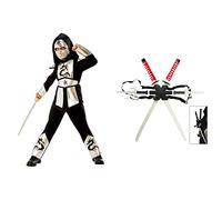 Rubie's Costume Ninja Dragon Silver argento per bambini (641142-L) & Set di armi ninja, Katane sul retro, accessorio di costume, taglia unica (6672)