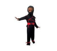 RUBIE'S Costume per bambini Ninja di entrata, taglia 3-4 anni, costume per carnevale, compleanno - Top con pantaloni e cintura rossa "Shuriken", passamontagna