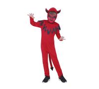 Rubies Costume Piccolo Diavolo per bambino e bambina, Tuta e coda con cappuccio, Ufficiale, Diavolos, Demoni per Halloween, Feste e Cosplay
