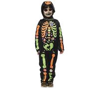 RUBIES Costume Scheletro di caramelle lucide per bambino e bambina, Tuta con capuccio, Ufficiale Rubies per Halloween, Carnevale, Feste e cosplay