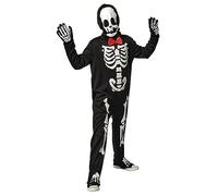 RUBIES Costume Scheletro elegante Glow in Dark per bambini, Tuta con papillon, guanti e maschera, ufficiale Rubies per Halloween, Carnevale, Compleanno e Festa