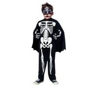 Rubies Costume Super Scheletro per bambino e bambina, Tuta con muscoli, mantello, guanti e maschera, Licenza Ufficiale, Scheletros, Skeletons per Halloween, Carnevale, Cosplay e Feste