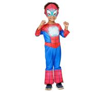 Rubies Costume Spidey Glow in Dark Preschool per ragazzi e ragazze, Jumpsuit, copristivali e mezza maschera, Ufficiale Marvel, Spidey & Friends per Carnevale, Natale, Compleanno, Feste e Halloween