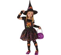Rubies Costume Strega Candy per bambina, Vestito stampato, maniche, calze e capello, Ufficiale, Stregas, Witches, Caramelle per Halloween, Feste e Cosplay
