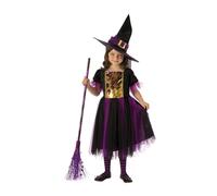 Rubies Costume Strega Magico per bambina, Vestito viola e dorato e capello, Ufficiale, Stregas, Witches per Halloween, Feste e Cosplay
