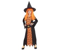 Rubies Costume Strega Ragnatela arancione per bambina e bambino, Vestito, cappello e cintura, Licenza Ufficiale, Abirto Strega, Witches per Halloween, Feste e Cosplay