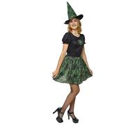 RUBIES Costume Strega Spiderweb Glow in Dark per donna, Vestito e capello, Neo verde, Ufficiale Rubies per Halloween, Carnevale, Feste e Cosplay