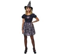RUBIES Costume Strega Spiderweb Glow in Dark per donna, Vestito e capello, Ufficiale Rubies per Halloween, Carnevale, Feste e cosplay