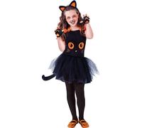 Rubies Costume tutù da gatto nero per bambina top con stampa di gatto nero