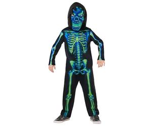 Rubie's Costume ufficiale da bambino con scheletro verde fluo, taglia 5-6 anni, colore mare
