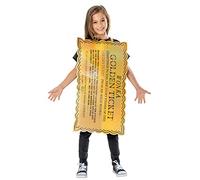 Rubies costume ufficiale da Willy Wonka e The Chocolate Factory Golden Ticket, unisex, taglia M, età 5-8 anni, oro