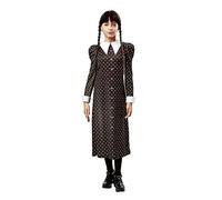 Rubies Costume Wednesday Addams OPP per ragazze, vestito stampato con collo, ufficiale Wednesday, mercoledì addams, per Halloween, Carnevale e Cosplay