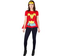 Rubies DC Comics Wonder Woman T-Shirt con mantello e fascia per capelli, Rosso, X-Large