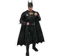 RUBIES DC Ufficiale - Costume di lusso Batman Mickael Keaton - The Flash Movie - Taglia M - Tuta nera del Cavaliere Nero, per Halloween, Carnevale, idea regalo di Natale