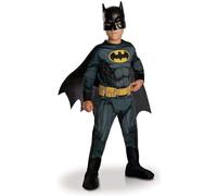 RUBIES DC Official - Batman - Costume classico per bambini - Costume con tuta stampata, cintura, copri stivali, mantello staccabile e maschera in PVC inclusi
