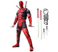 Rubies Deadpool Deluxe 810109BDLSTD000 - Costume da adulto, da uomo, cartone animato, multicolore, per Halloween, Giornata mondiale del libro
