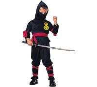 Camicia ninja con cappuccio, sciarpa faccia, Nera, per 3-4 anni