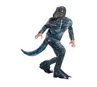Rubies Jurassic World - Costume ufficiale da dinosauro Velociraptor blu, per adulti, per Halloween