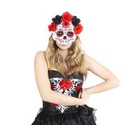 Rubies Maschera Katrina per adulti maschera con fiori rossi e neri originale ideale per halloween carnevale feste addii al celibato Cosplay compleanno S3224