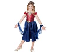 Rubies Costume Captain Marvel Vestito Deluxe per bambino e bambina, Vestito Delusso con cintura, 7-8 anni, Ufficiale Marvel per Carnevale, Halloween, Natale e Feste