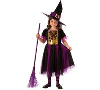 Rubies Costume Strega Magico per bambina, Vestito viola e dorato e capello, Ufficiale, Stregas, Witches per Halloween, Feste e Cosplay