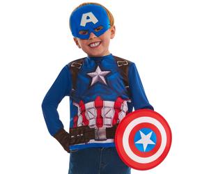 Rubies Official Marvel Captain America Dress Up Set Child Costume, Kids Fancy Dr