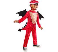 Bambini Drago Rosso Costume Bambini Deluxe Spaventosa Dragon Vestito Età 2-8