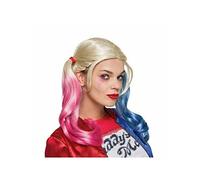 Rubies Parrucca Harley Quinn per adulti, Parrucca bionda con trecce blue e rosso, Ufficiali DC Comics, Suicide Squad per Halloween, Carnevale e Feste