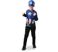 Rubies Costume Top e maschera Caprain America per bambino e bambina, Top e maschera, Ufficiale Marvel per Carnevale, Natale, Halloween, Cosplay