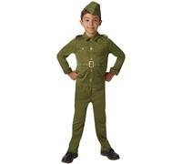Rubie's- Rubino Ufficiale della seconda Guerra Mondiale per Bambini, Costume da Soldato per la Settimana del Libro, età 9-10 Anni Ragazzi, Multicolore, 620786
