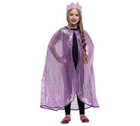 Rubies Set accessori principessa lilla brillante per ragazze e bambini, mantello e corona, accessorio per carnevale, feste e compleanni