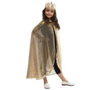 Rubies Set accessori principessa oro rosa brillante per ragazze e bambini, mantello e corona dorato, accessorio per carnevale, feste e compleanni