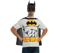Rubies set di t-shirt ufficiale DC Comic Batman, costume per adulti, kit istantaneo, t-shirt, maschera e mantello, taglia M da uomo per Halloween