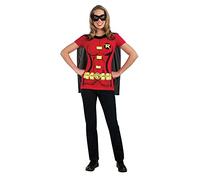 DC Comics - Maglietta da donna Robin con mantello e maschera per gli occhi, Come mostrato, M