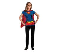 Rubies Set di t-shirt ufficiale DC Comic Supergirl, kit da donna istantaneo - T-shirt e mantello attaccato, taglia M, Halloween 10-12